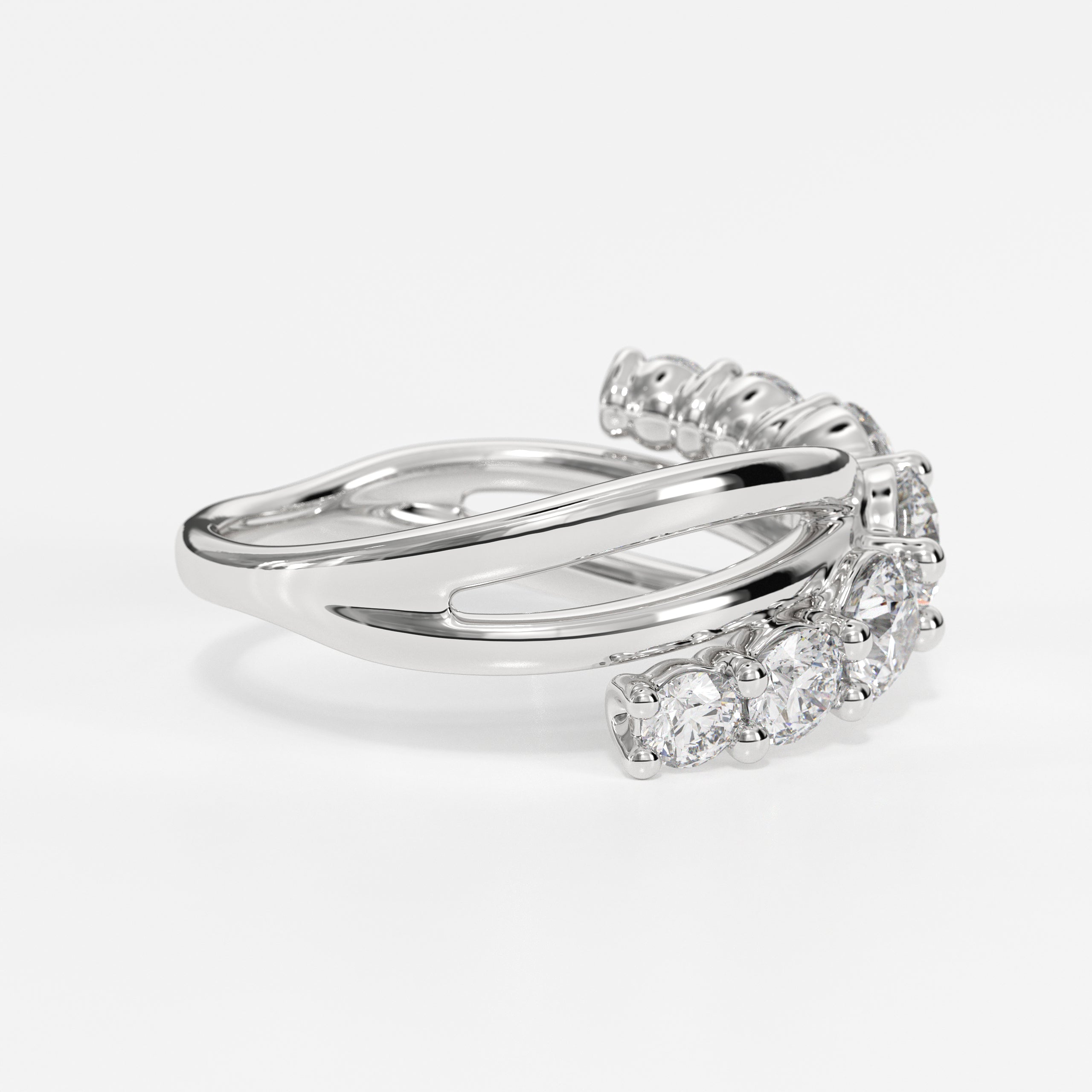 14K Gold Round Cut Criss Cross Ring