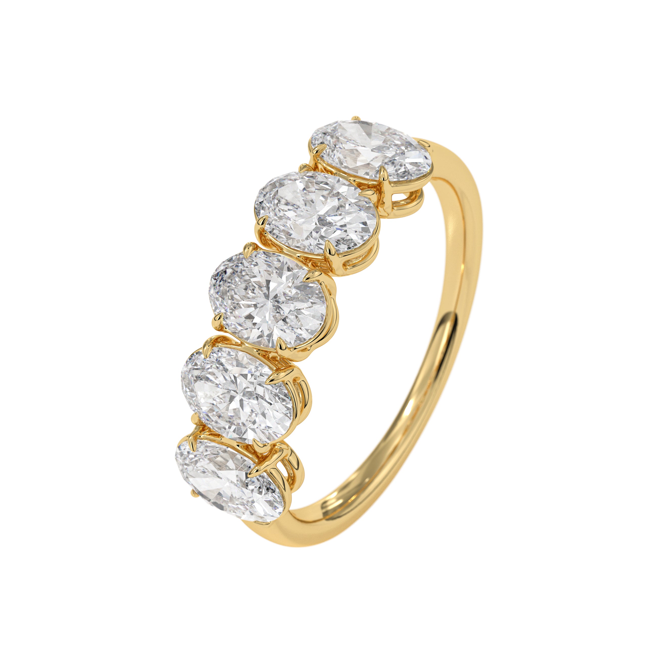 2.09 Carats Oval Cut Lab Grown Diamond Wedding Band In 14K Solid Gold
