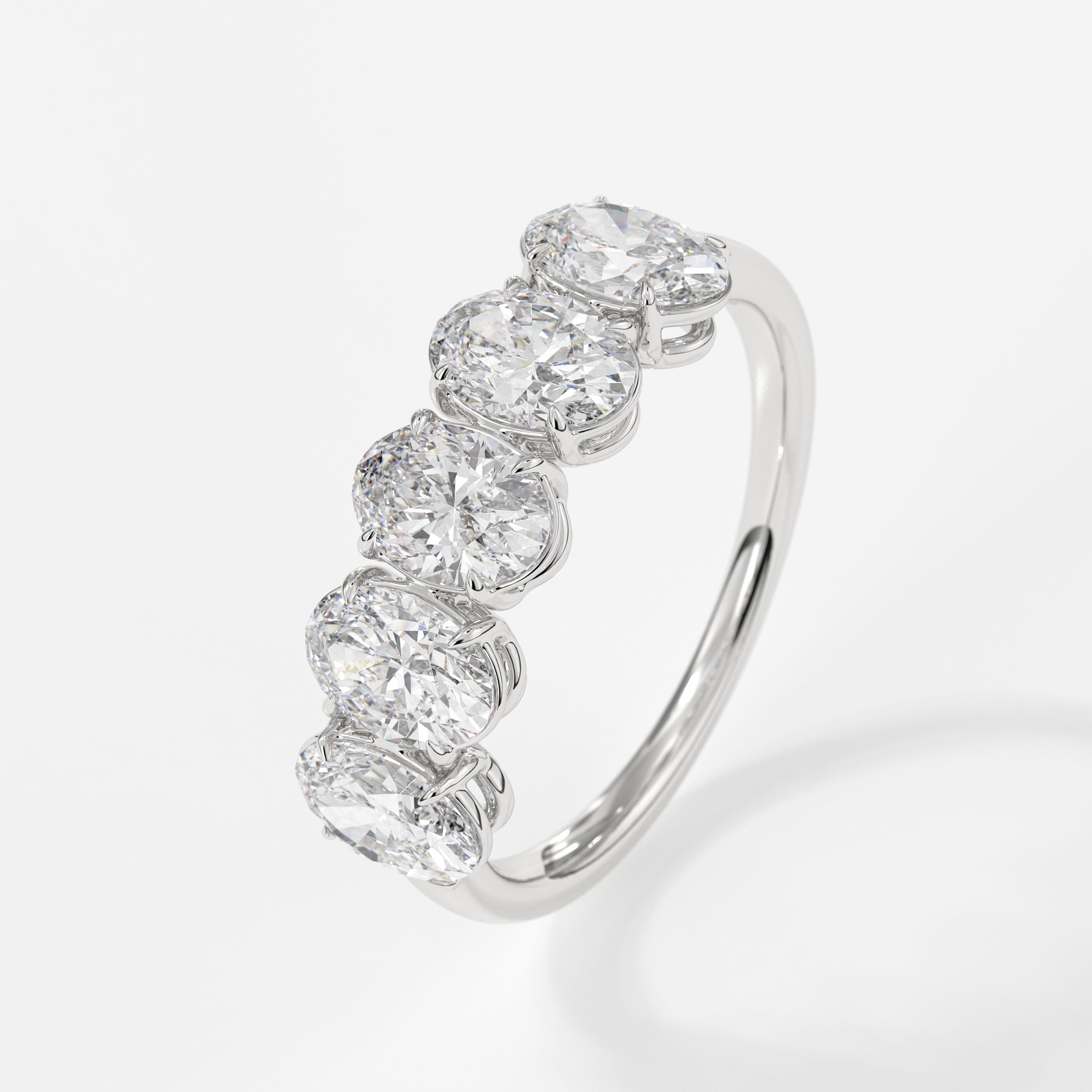 2.09 Carats Oval Cut Lab Grown Diamond Wedding Band In 14K Solid Gold