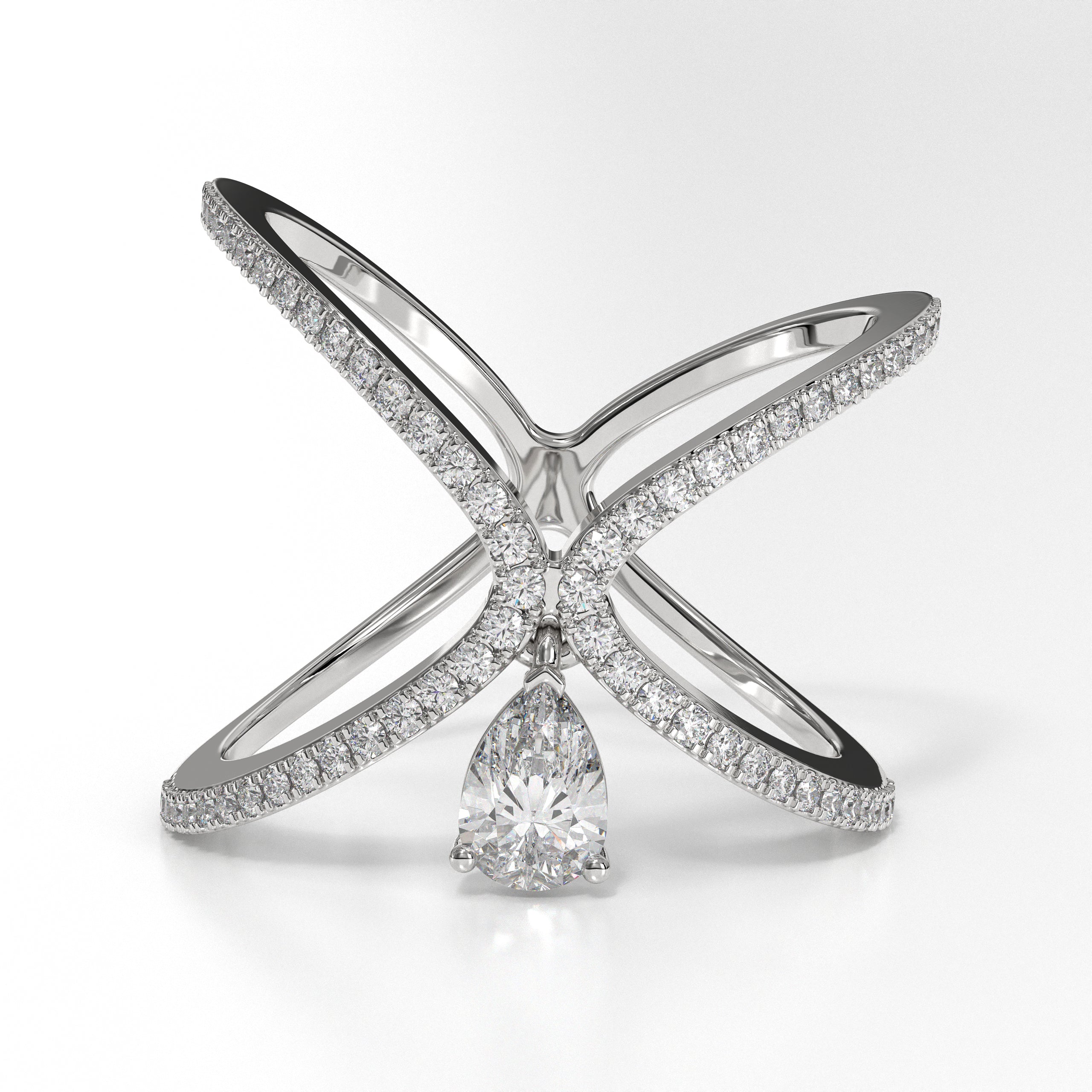 14K Gold Pear Cut Lab Grown Diamond Wedding Ring