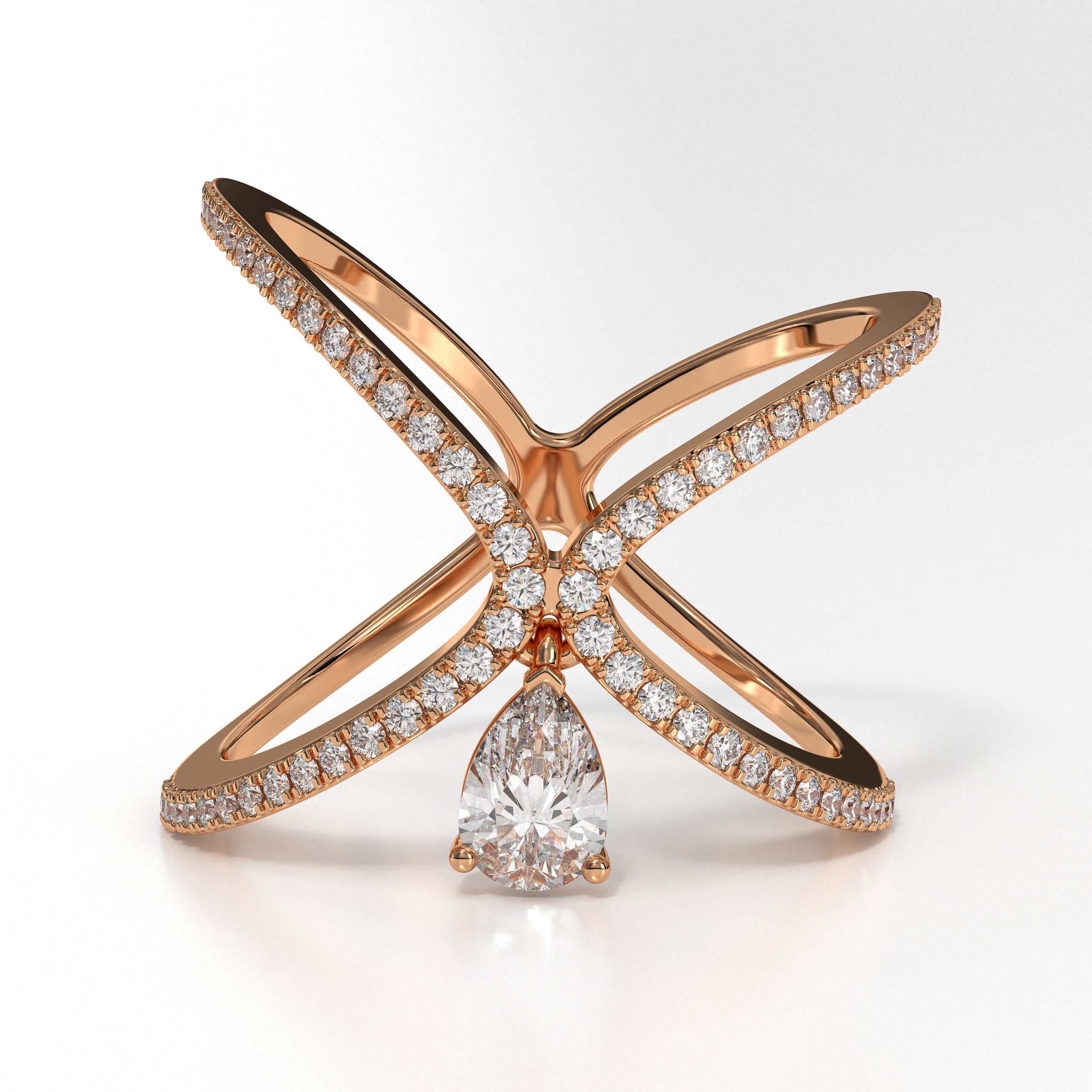 14K Gold Pear Cut Lab Grown Diamond Wedding Ring