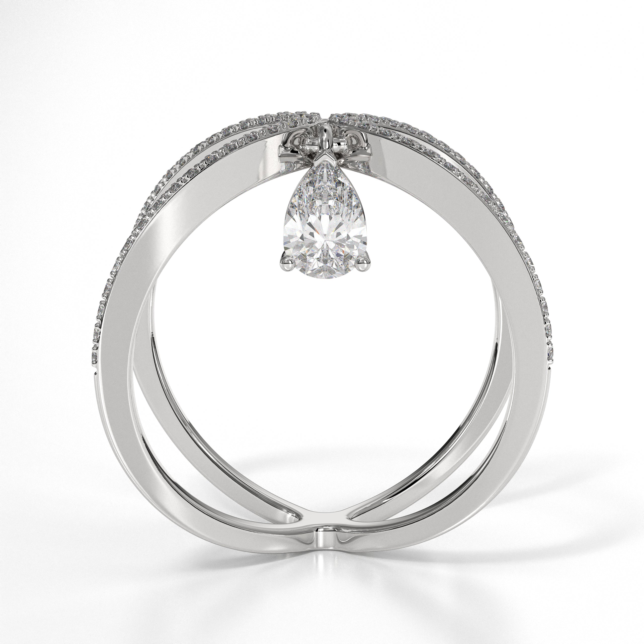 14K Gold Pear Cut Lab Grown Diamond Wedding Ring