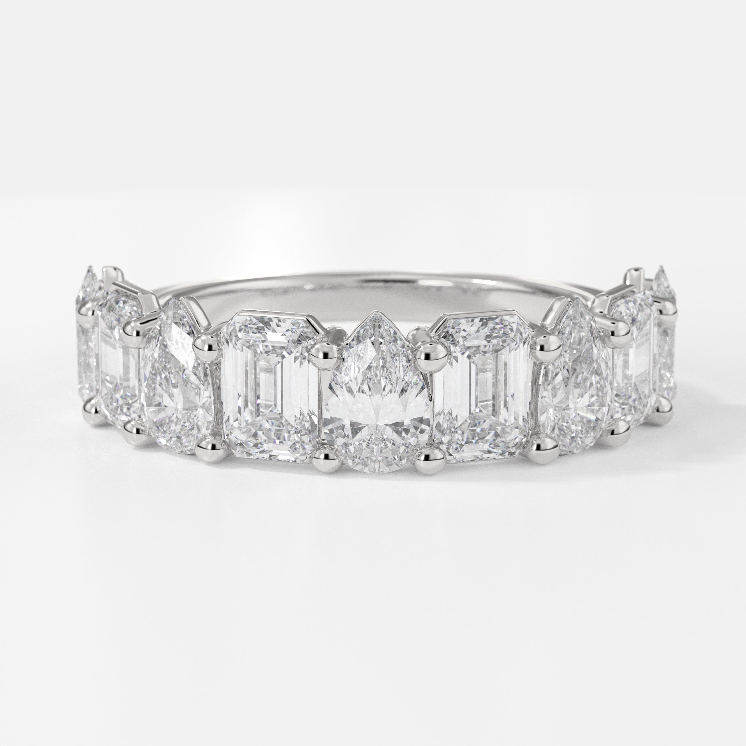 14K Solid Multi Shape Brilliant Cut Lab grown Diamond Half Eternity Band