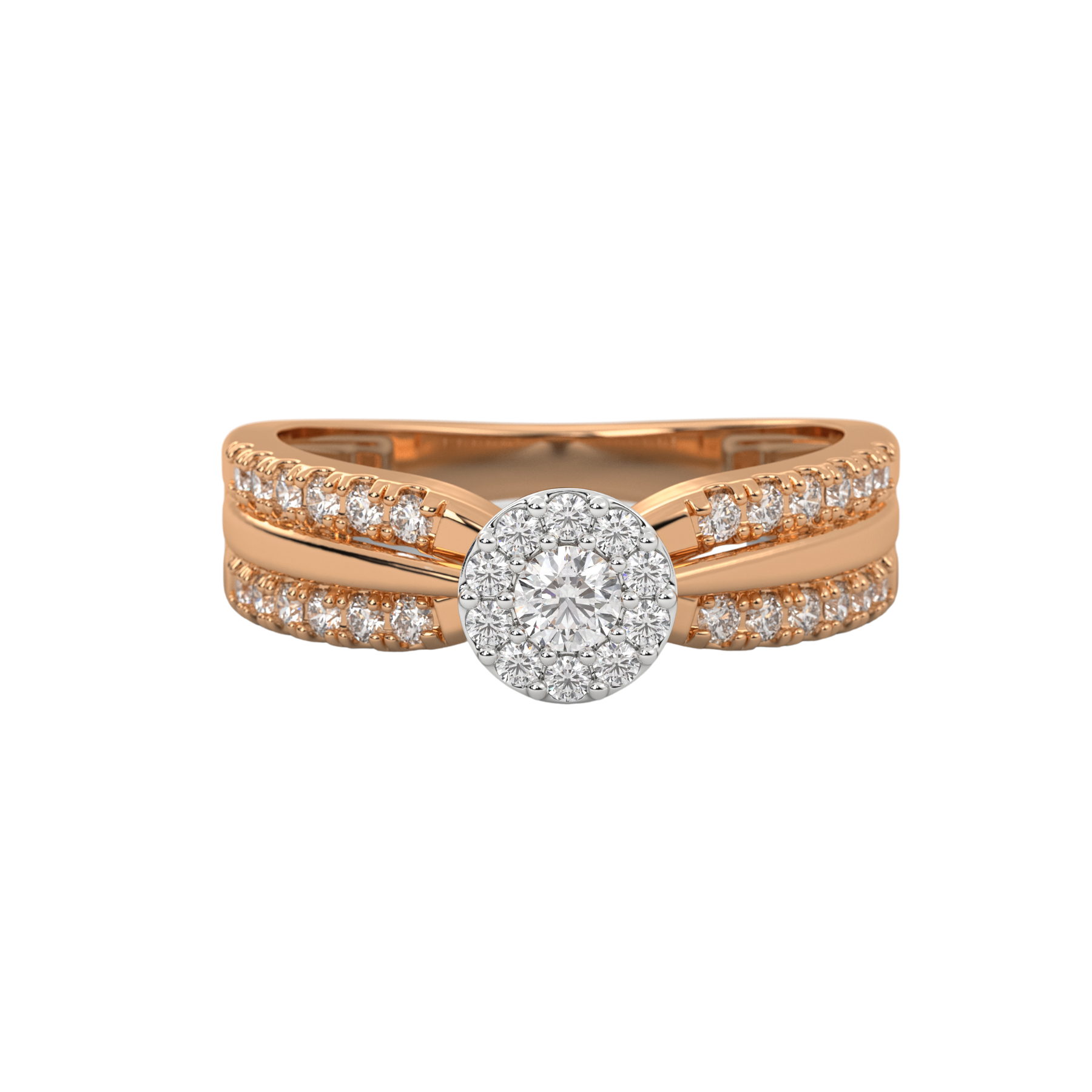 14K Gold Round Two Tone Round Engagement Ring