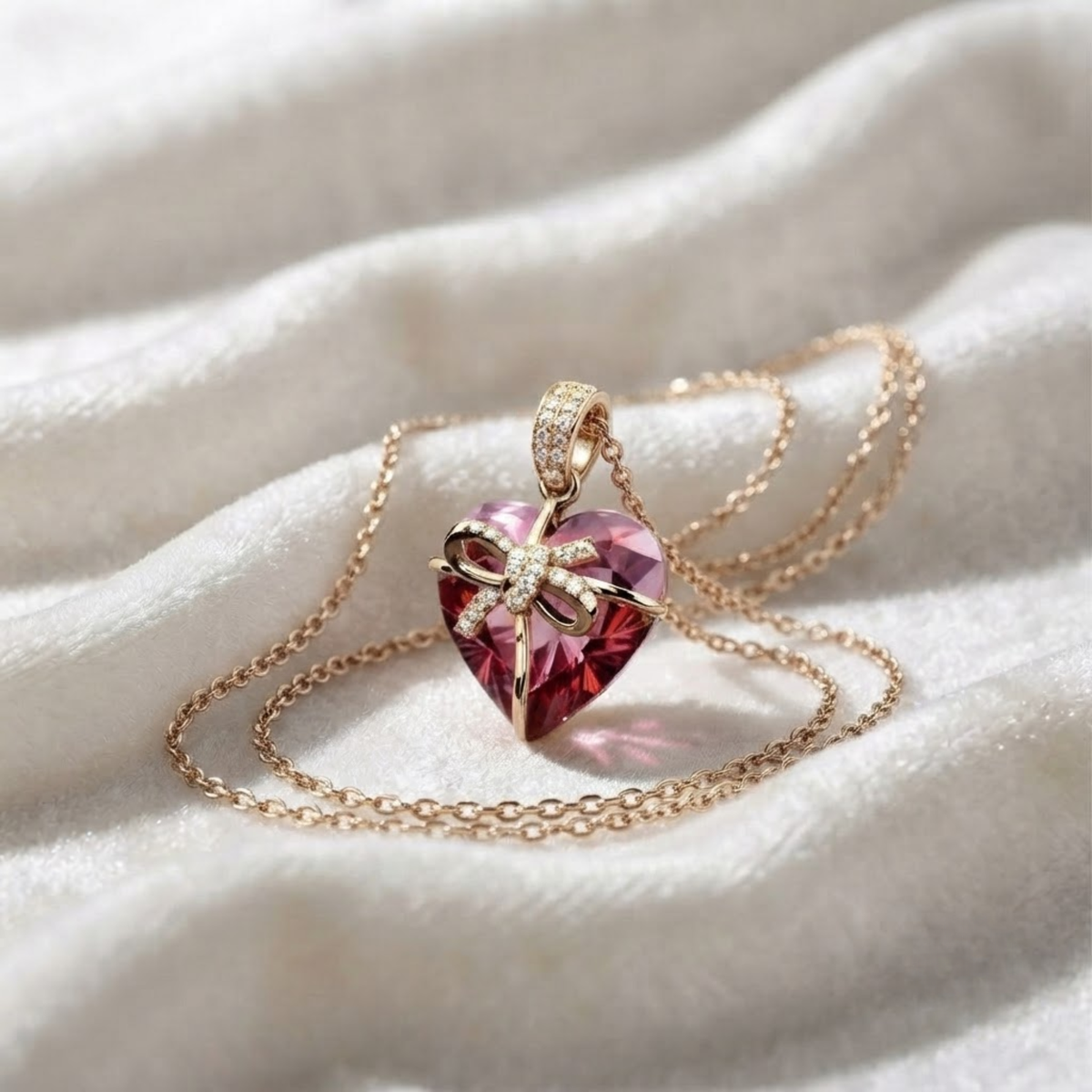 Heart Ruby Charm Necklace July Birthstone Pendant