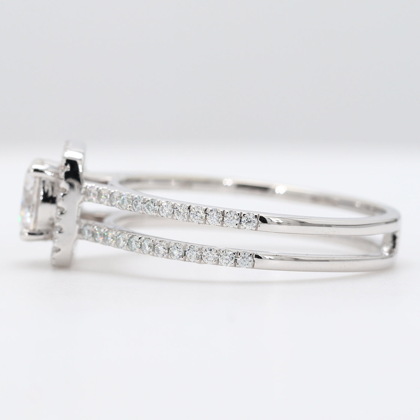 14K Gold Wedding Engagement Ring with Double Wedding Bands