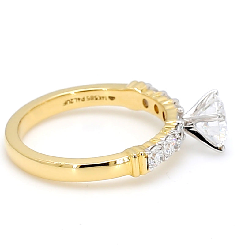 14K Gold Round Cut Lab Grown Diamond Engagement Ring Prong Set Ring