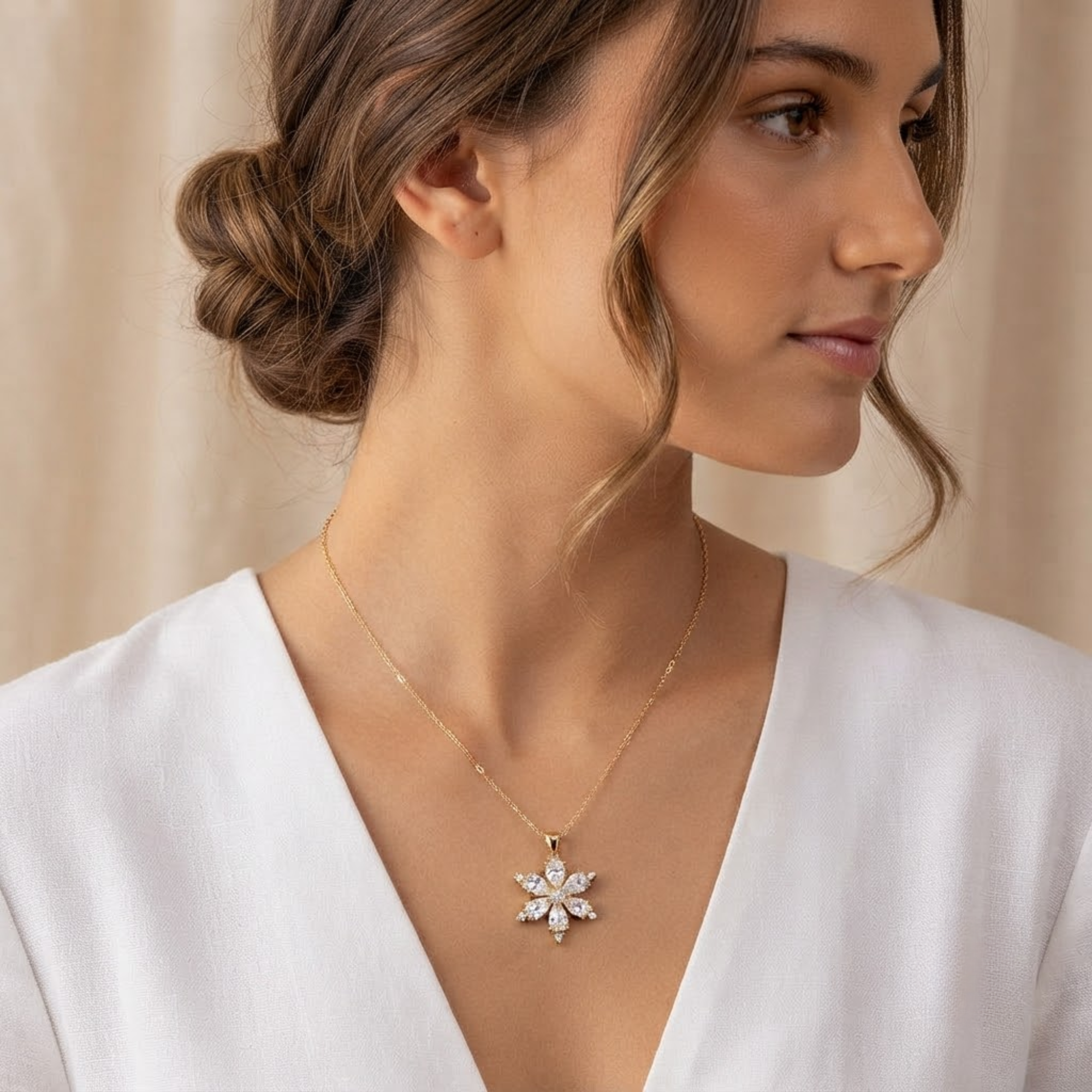 Floral Lab Grown Diamond Pendant Necklace