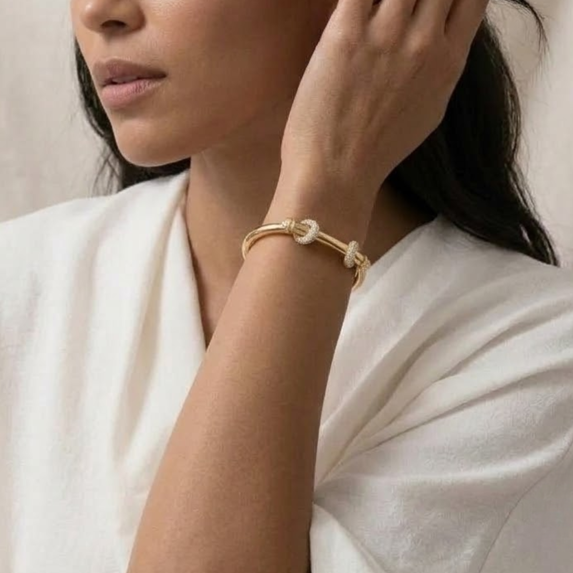 1.10 CTW Diamond Bangle Bracelet, Pave Nail-Inspired Bracelet in 14K Solid Gold
