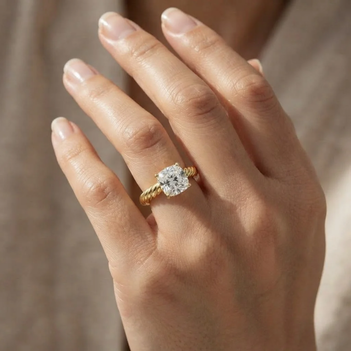 Unique Cushion Cut Diamond Engagement Ring