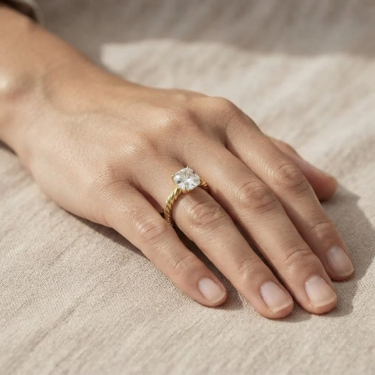 Unique Cushion Cut Diamond Engagement Ring