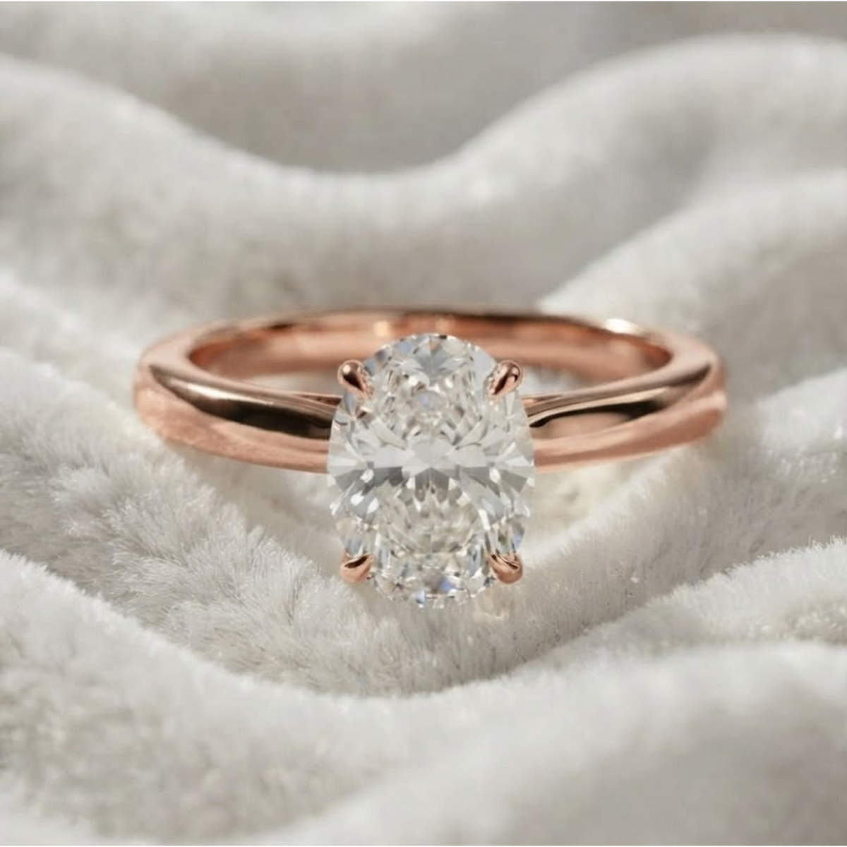 Oval Excellent Cut Lab Grown Diamond Solitaire Ring