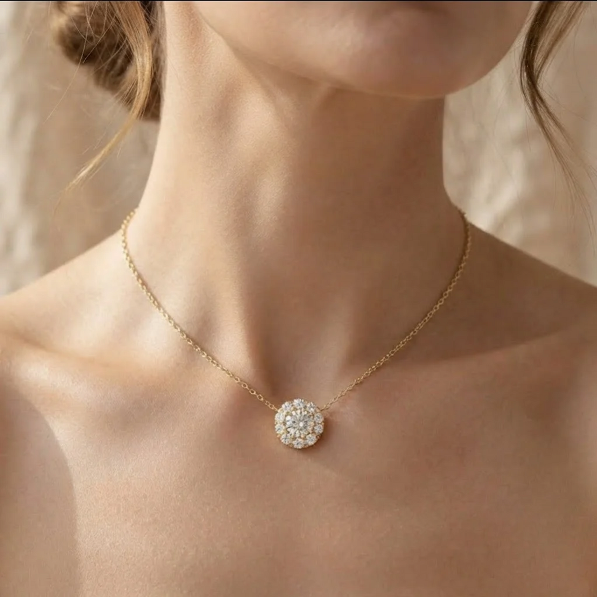 Lab Grown Diamond Halo Pendant Necklace