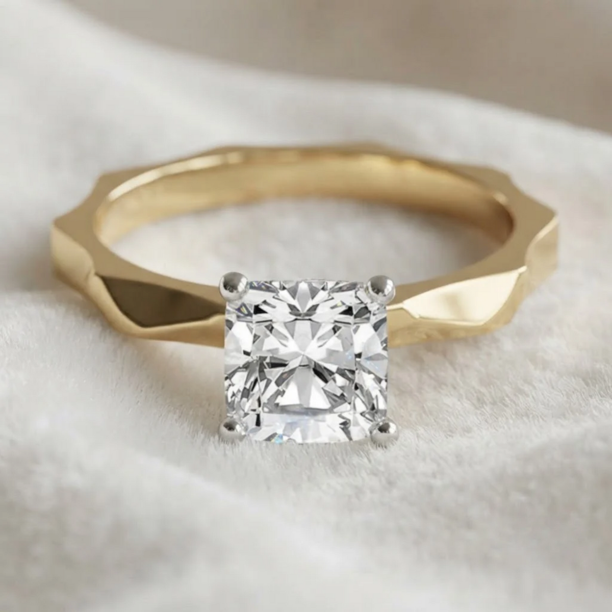 Cushion Cut Lab Grown Diamond Solitaire Ring