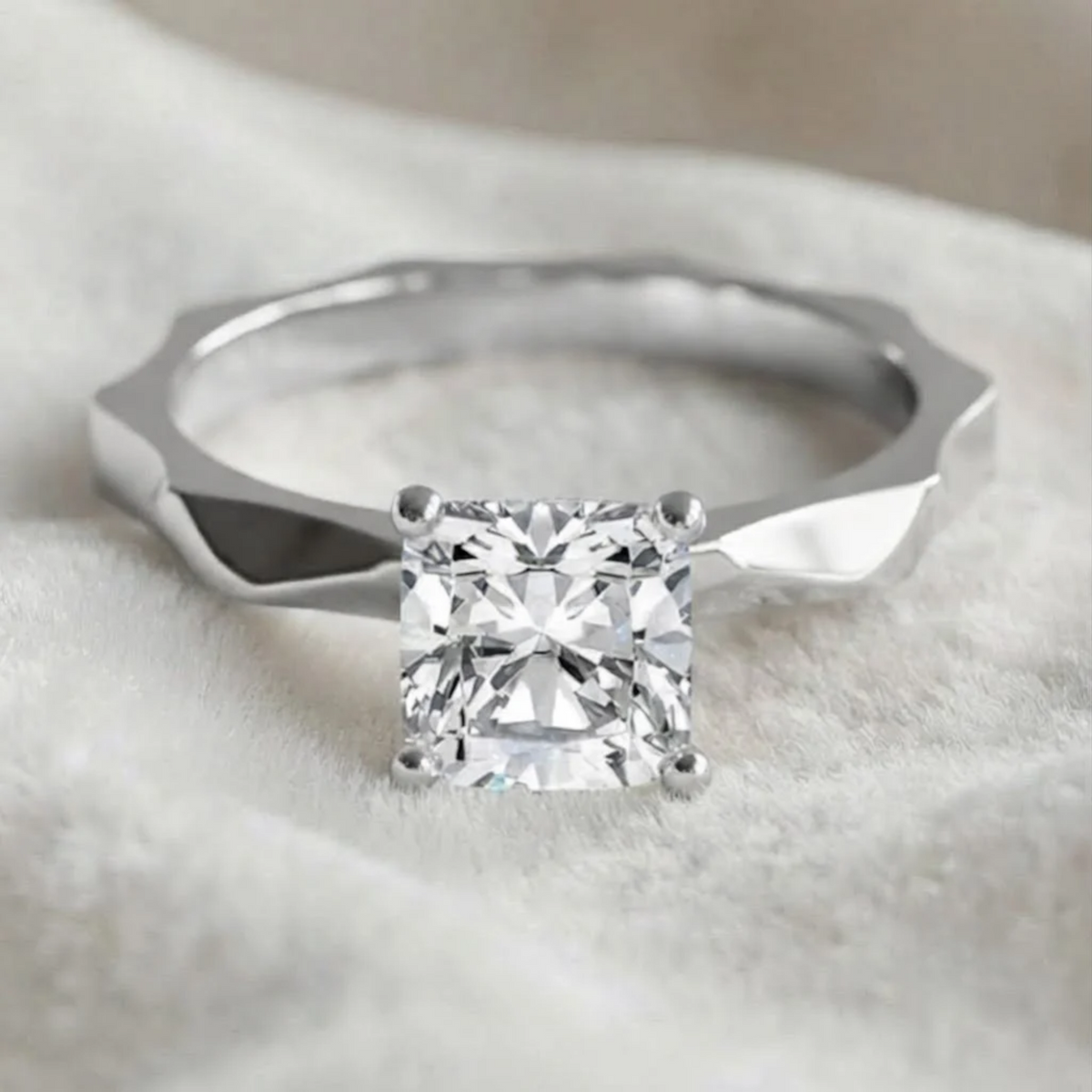 Cushion Cut Lab Grown Diamond Solitaire Ring