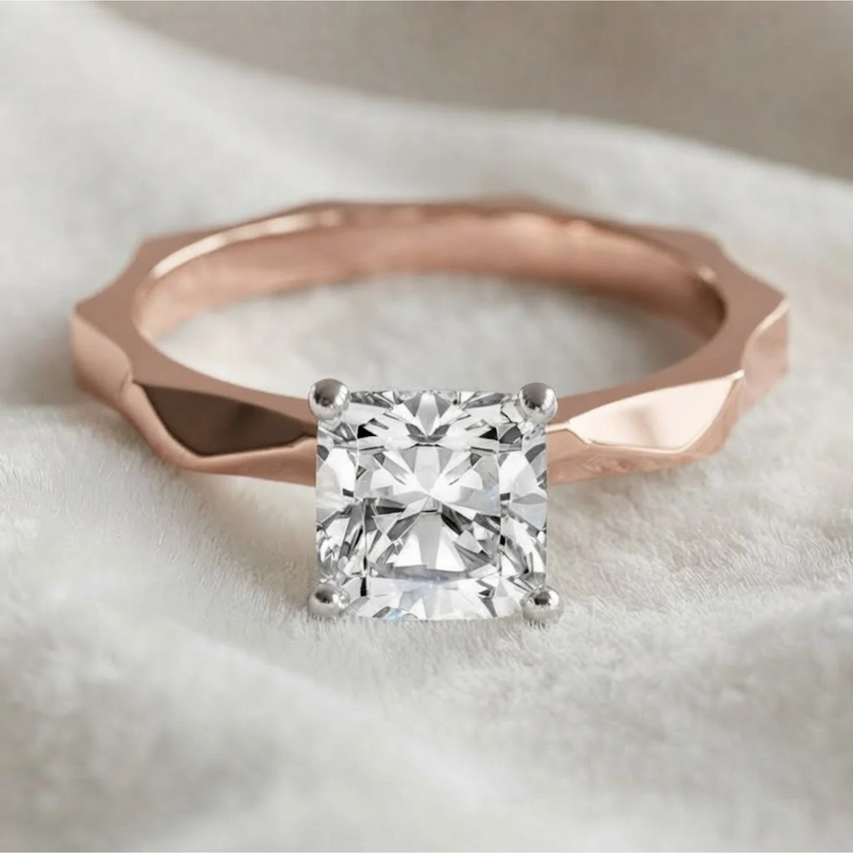 Cushion Cut Lab Grown Diamond Solitaire Ring