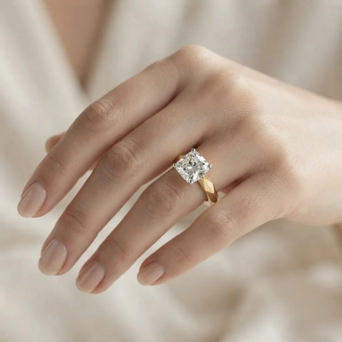 Cushion Cut Lab Grown Diamond Solitaire Ring