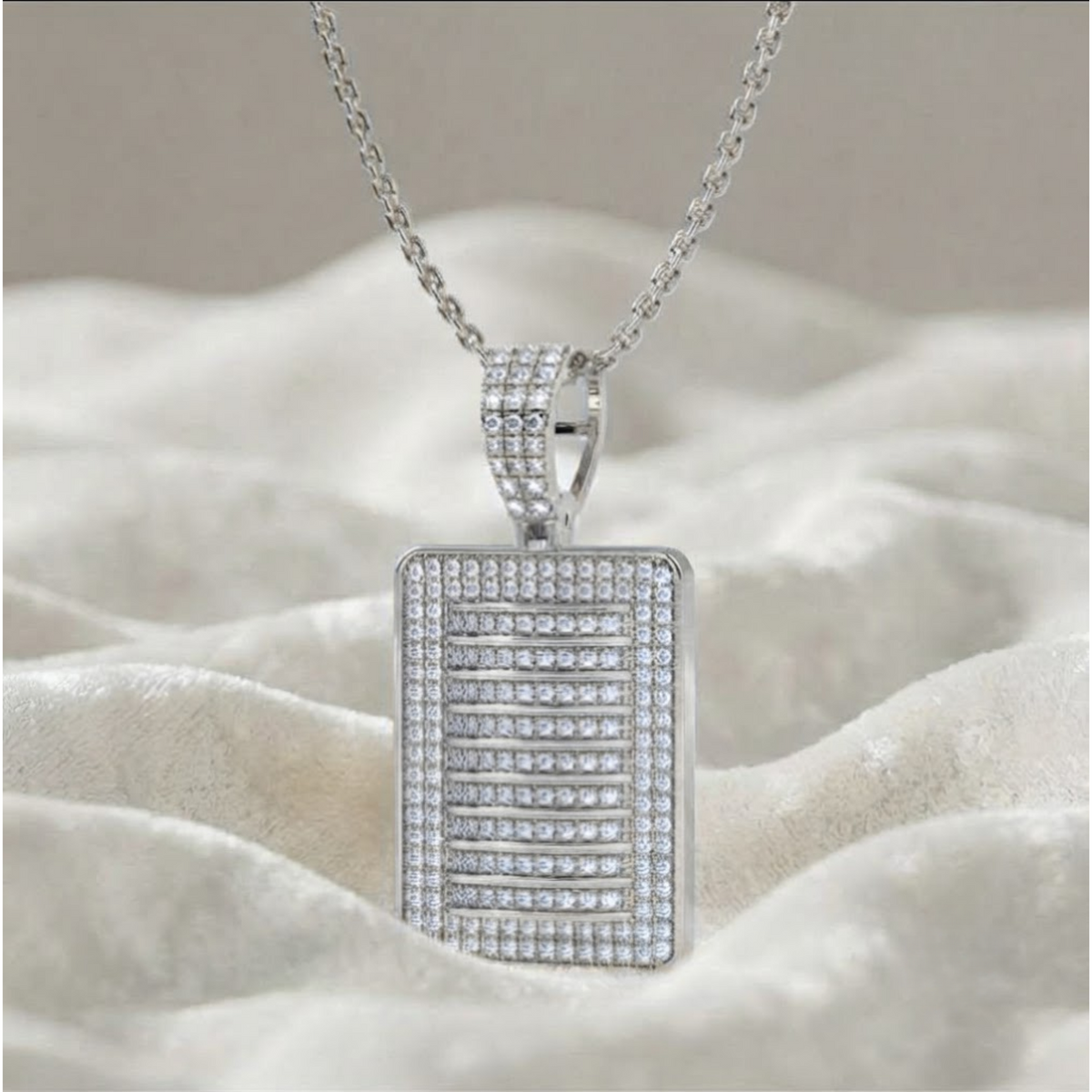 Iced Out Dog Tag Pendant VS Lab Grown Diamond