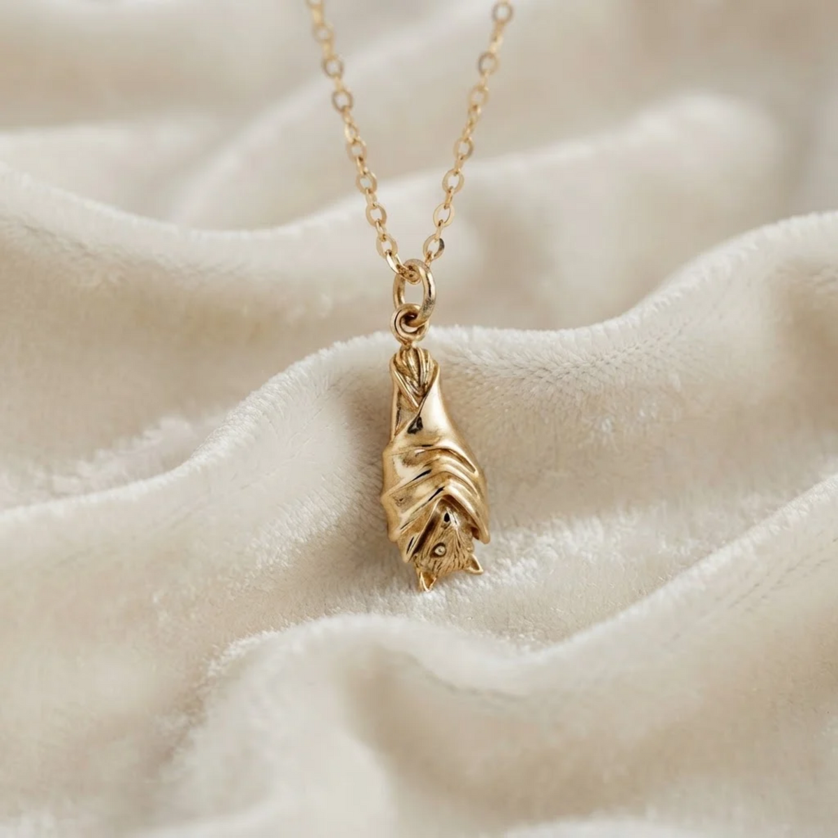 Folded Bat Pendant Necklace