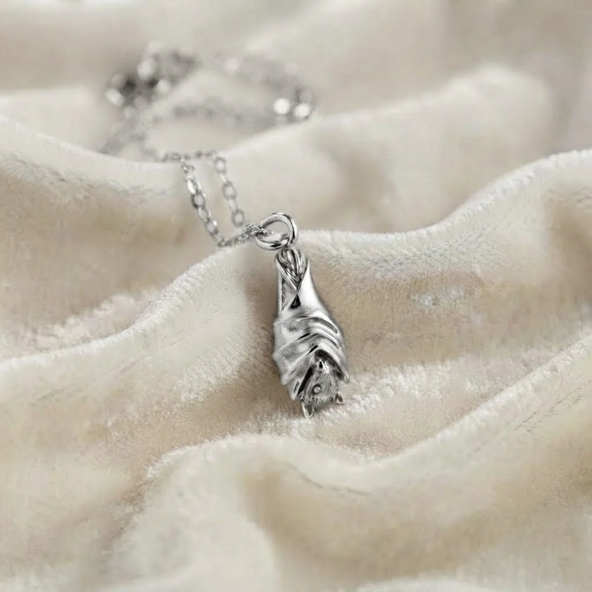 Folded Bat Pendant Necklace