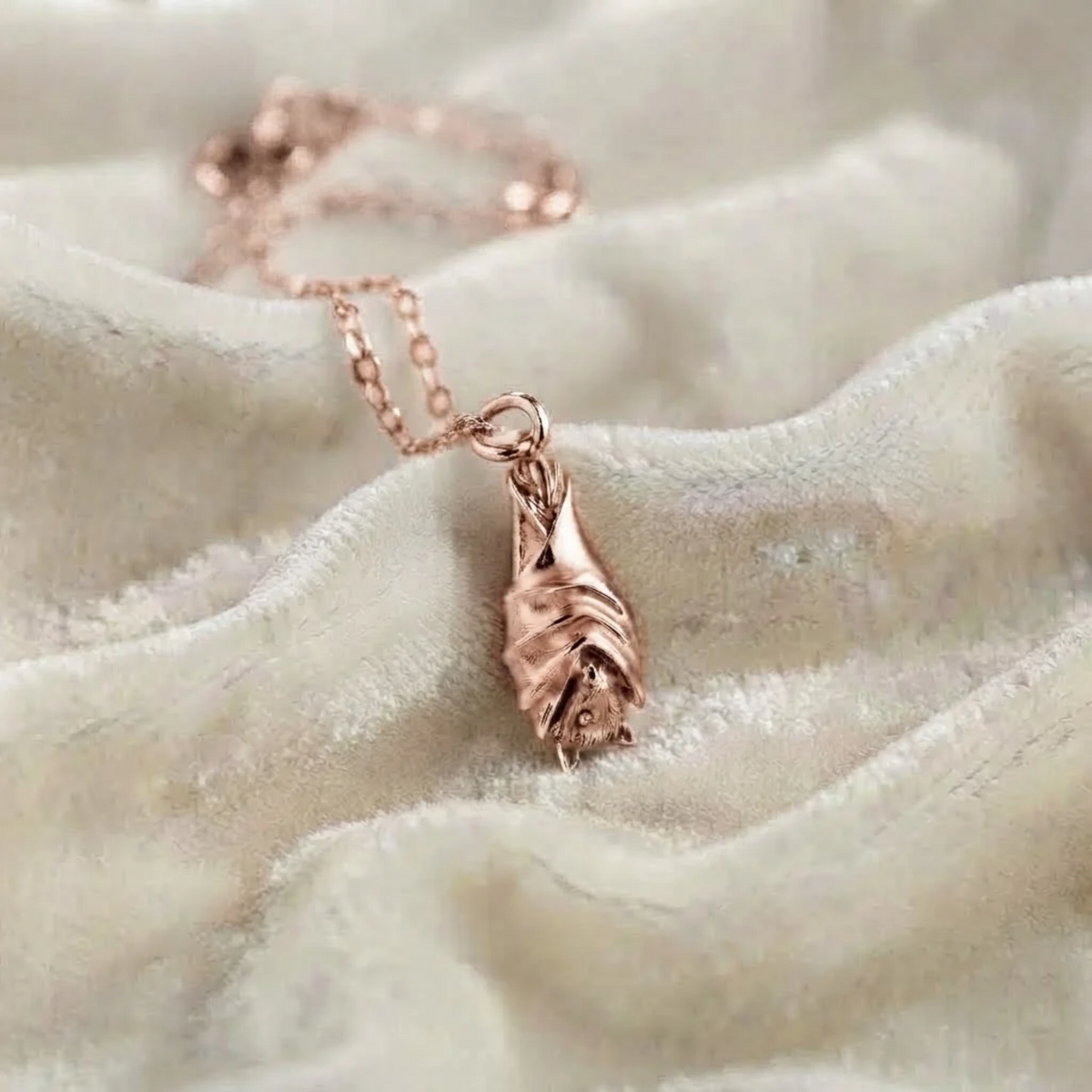 Folded Bat Pendant Necklace