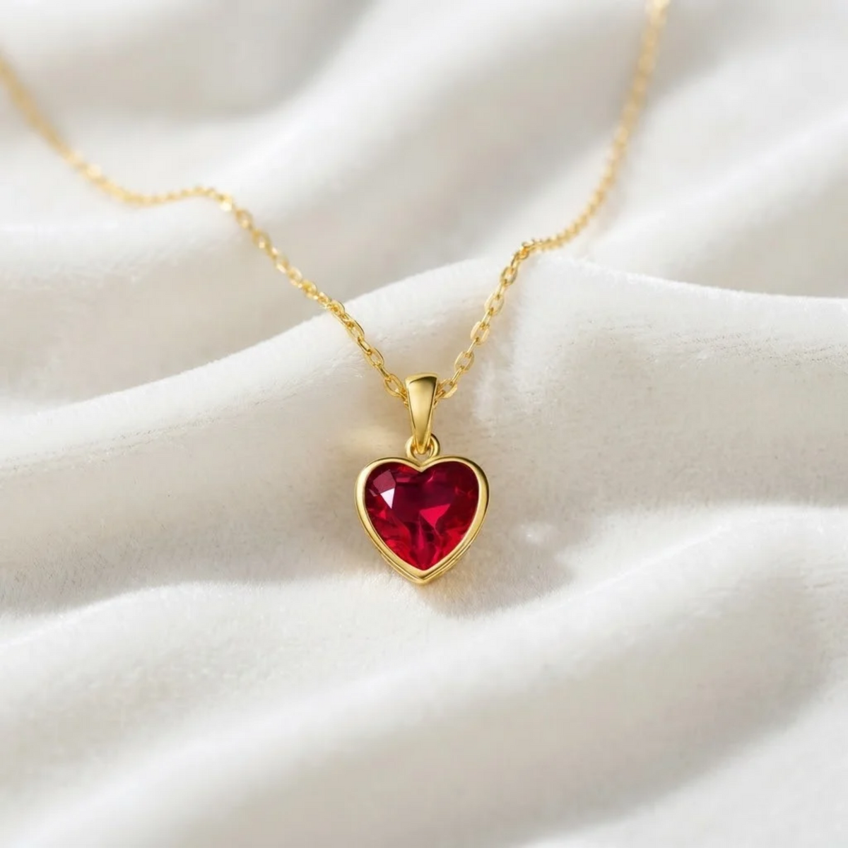 Ruby Heart Pendant with Solid Gold