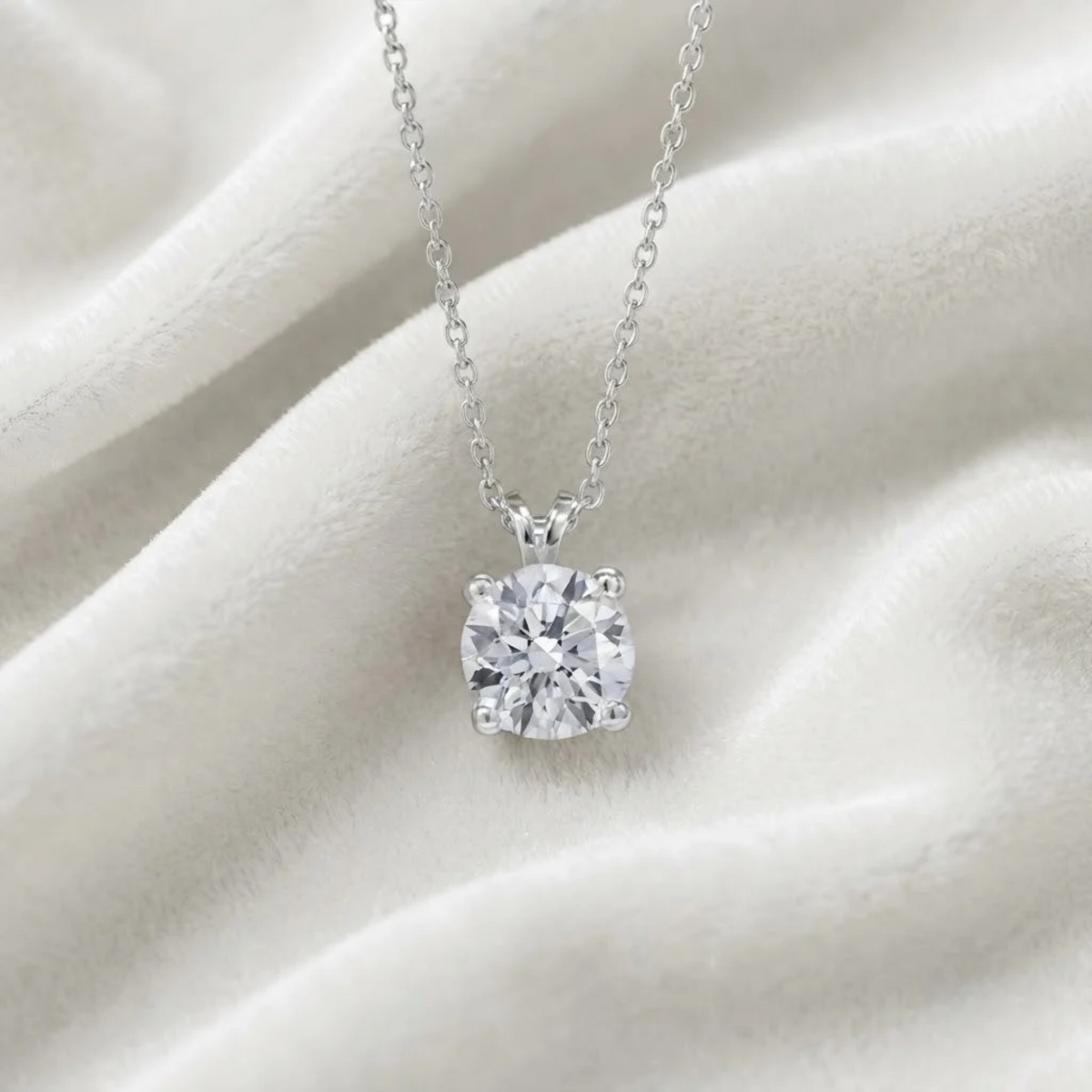 Round Brilliant Ideal Cut Diamond Solitaire Pendant