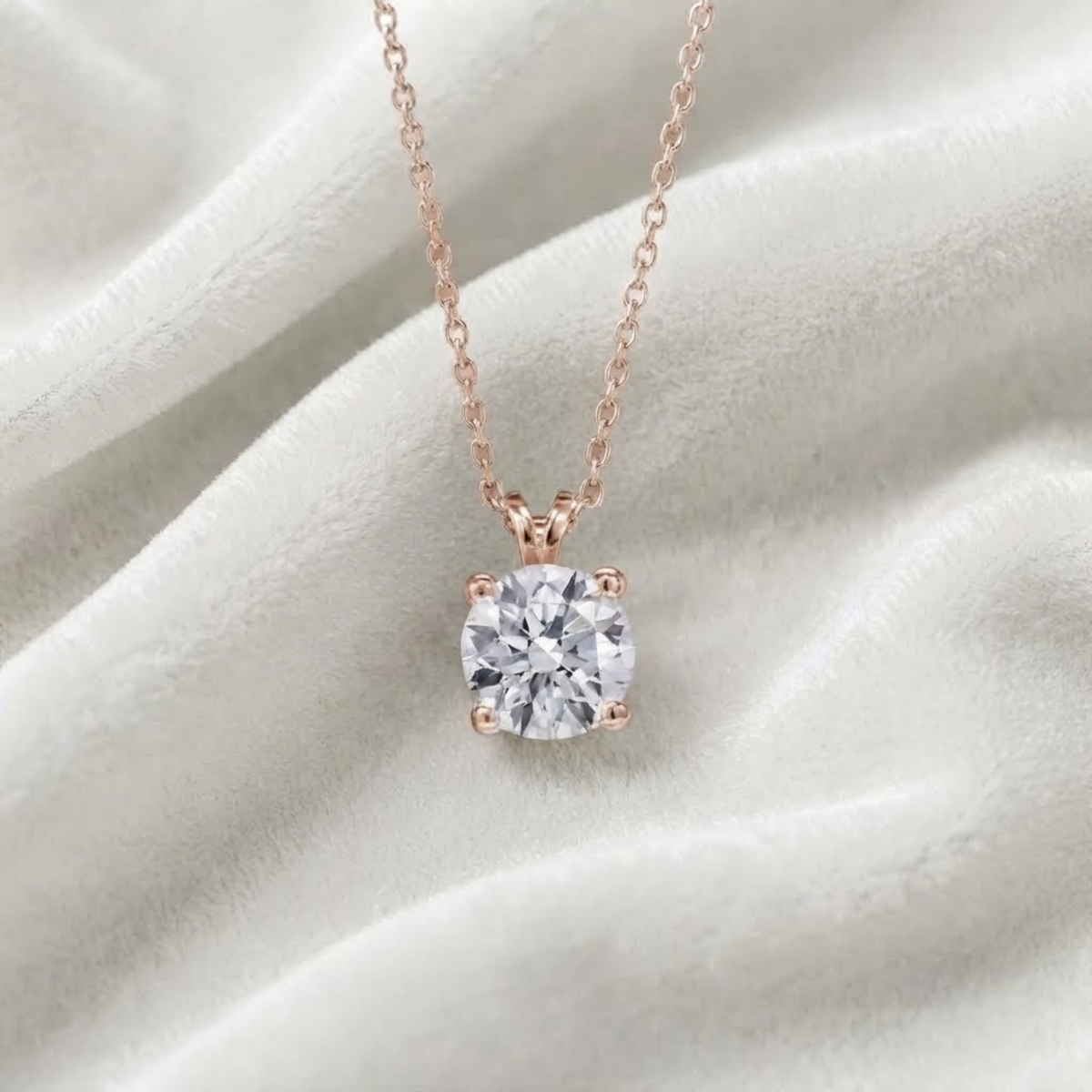 Round Brilliant Ideal Cut Diamond Solitaire Pendant