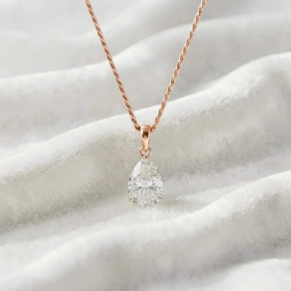 14K Gold solitaire pendant Pear Cut Diamond Necklace