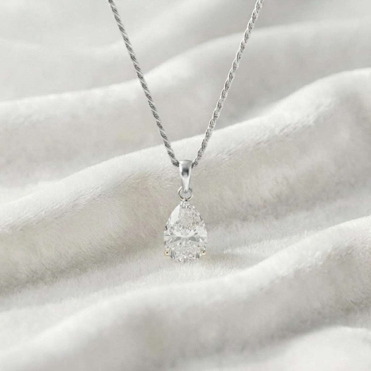 14K Gold solitaire pendant Pear Cut Diamond Necklace
