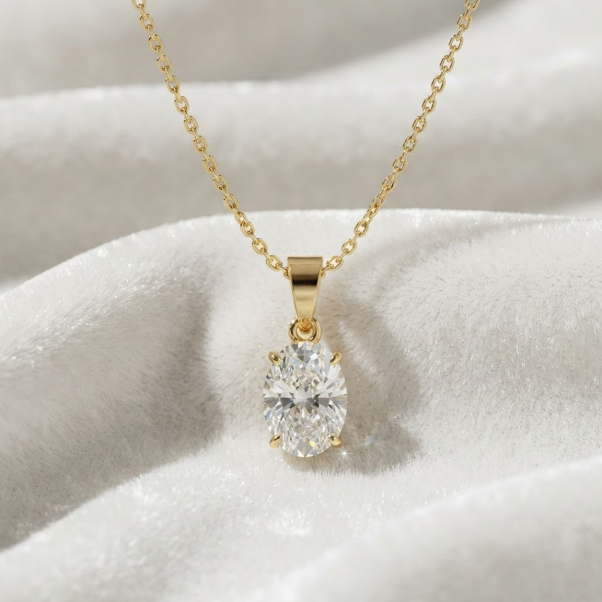 Oval Cut Diamond Solitaire Pendant
