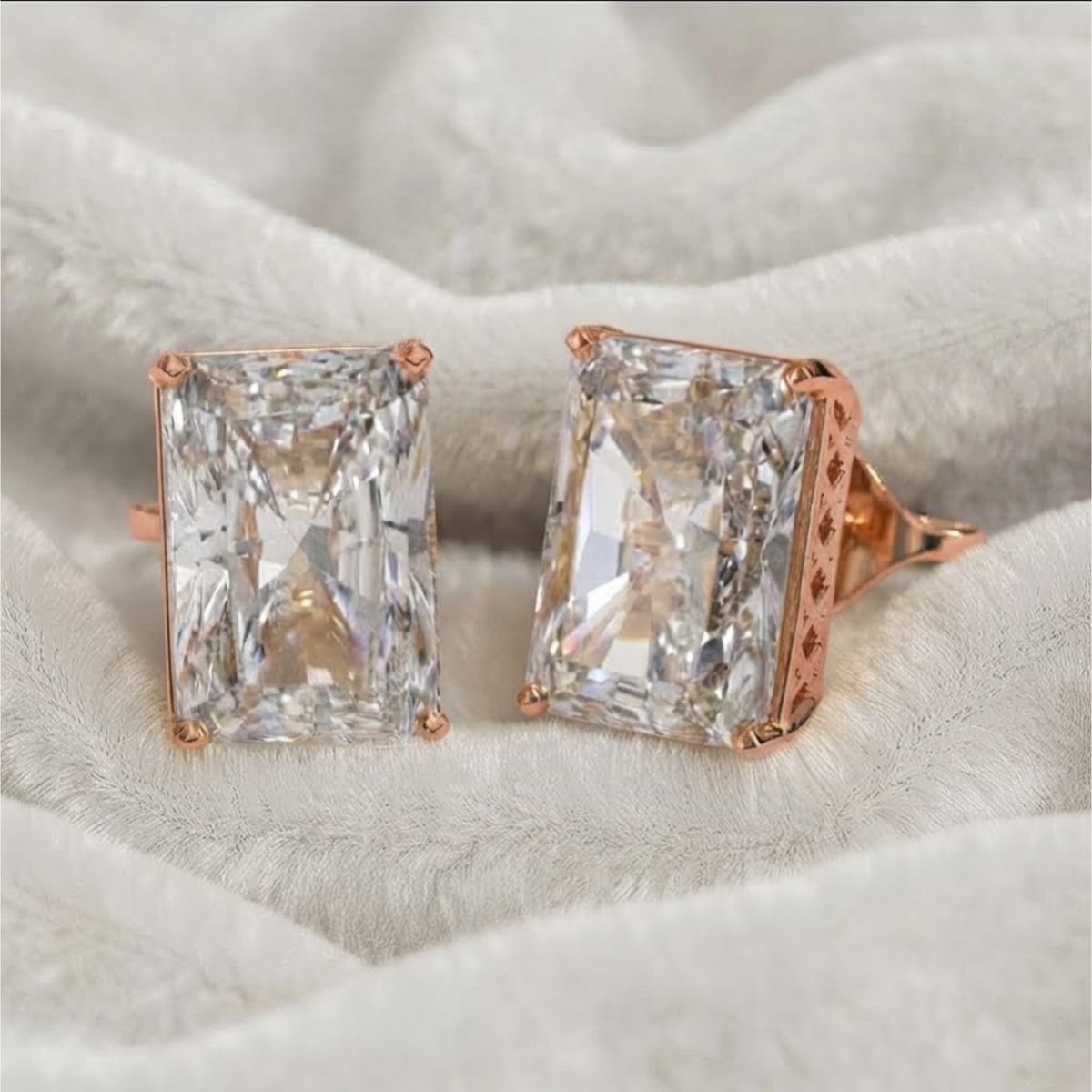 Lab Grown Diamond Radiant Cut Diamond Earring