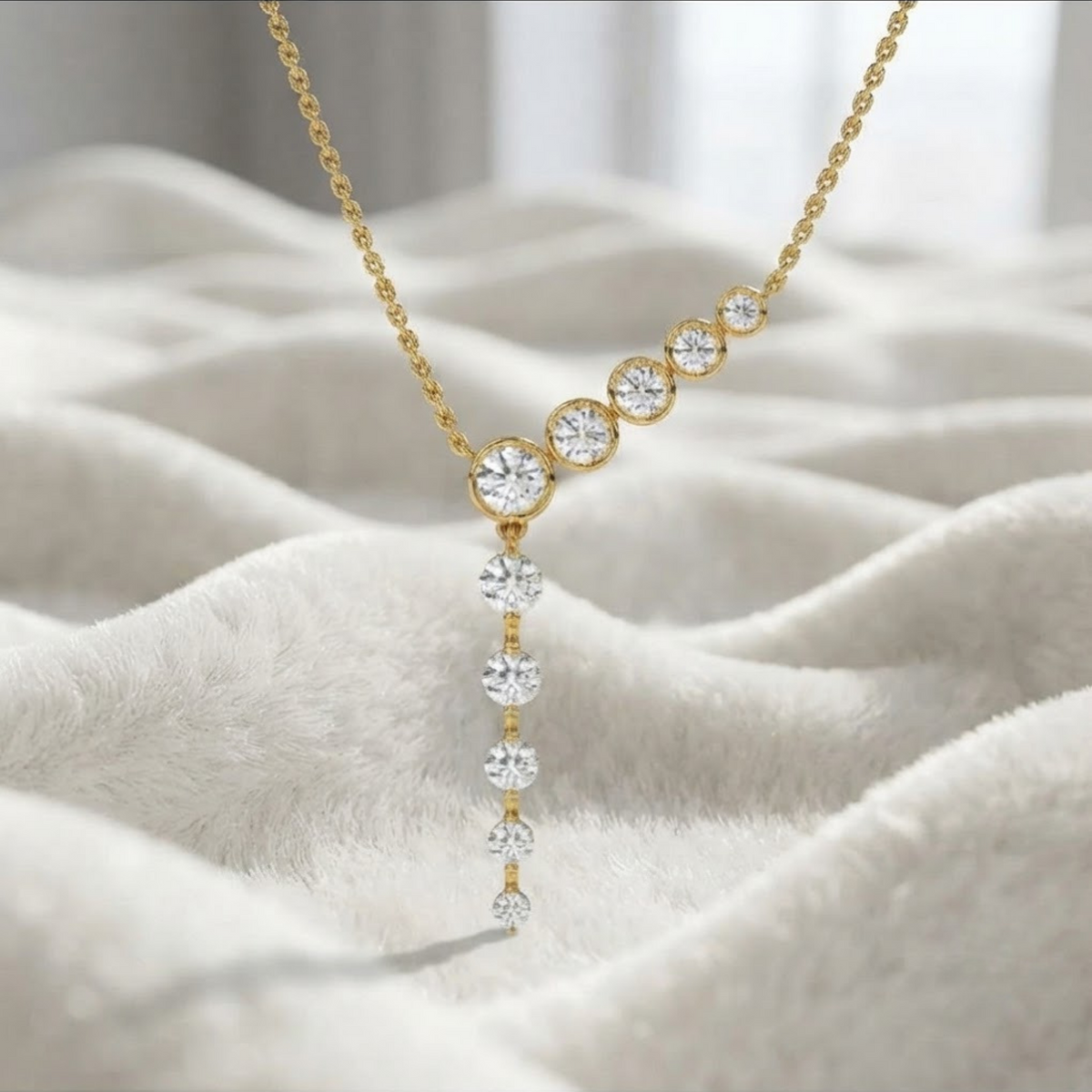 White Gold Finish with Drop Solitaire Lab Grown Diamond