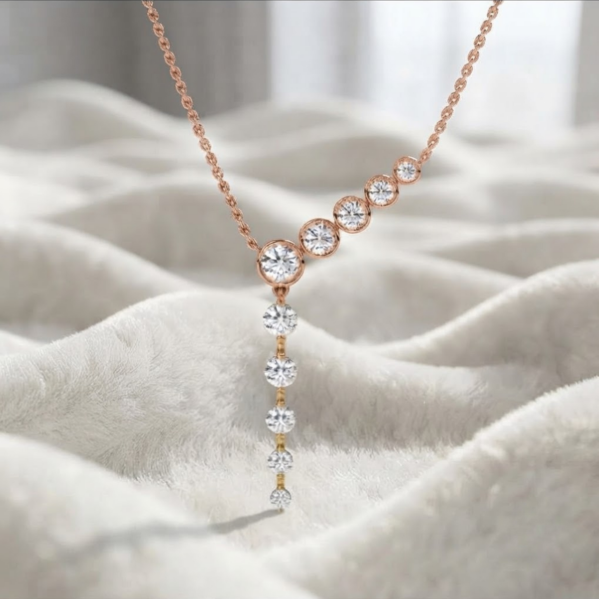 White Gold Finish with Drop Solitaire Lab Grown Diamond