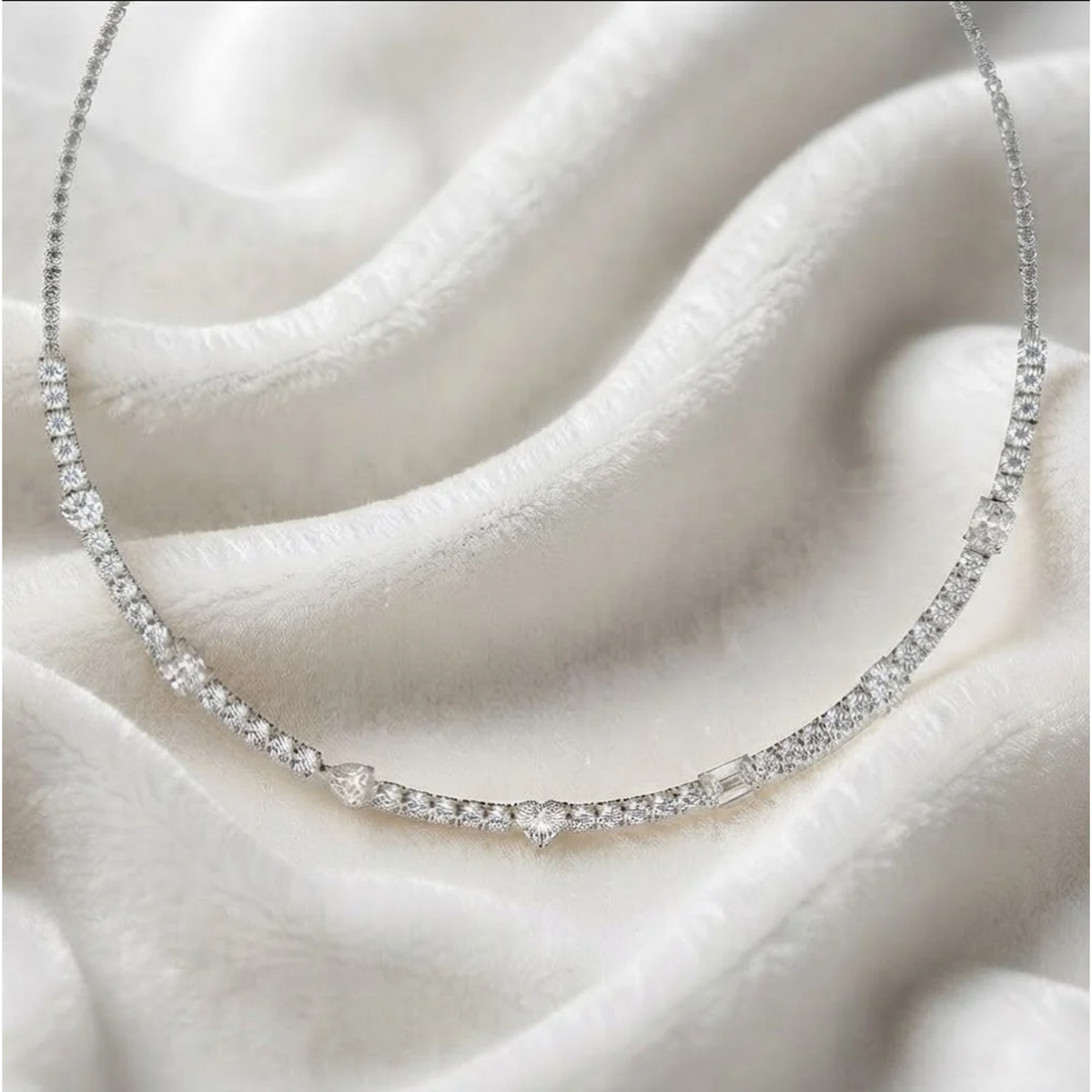 Lab Grown Abstract Diamond Tennis Necklace