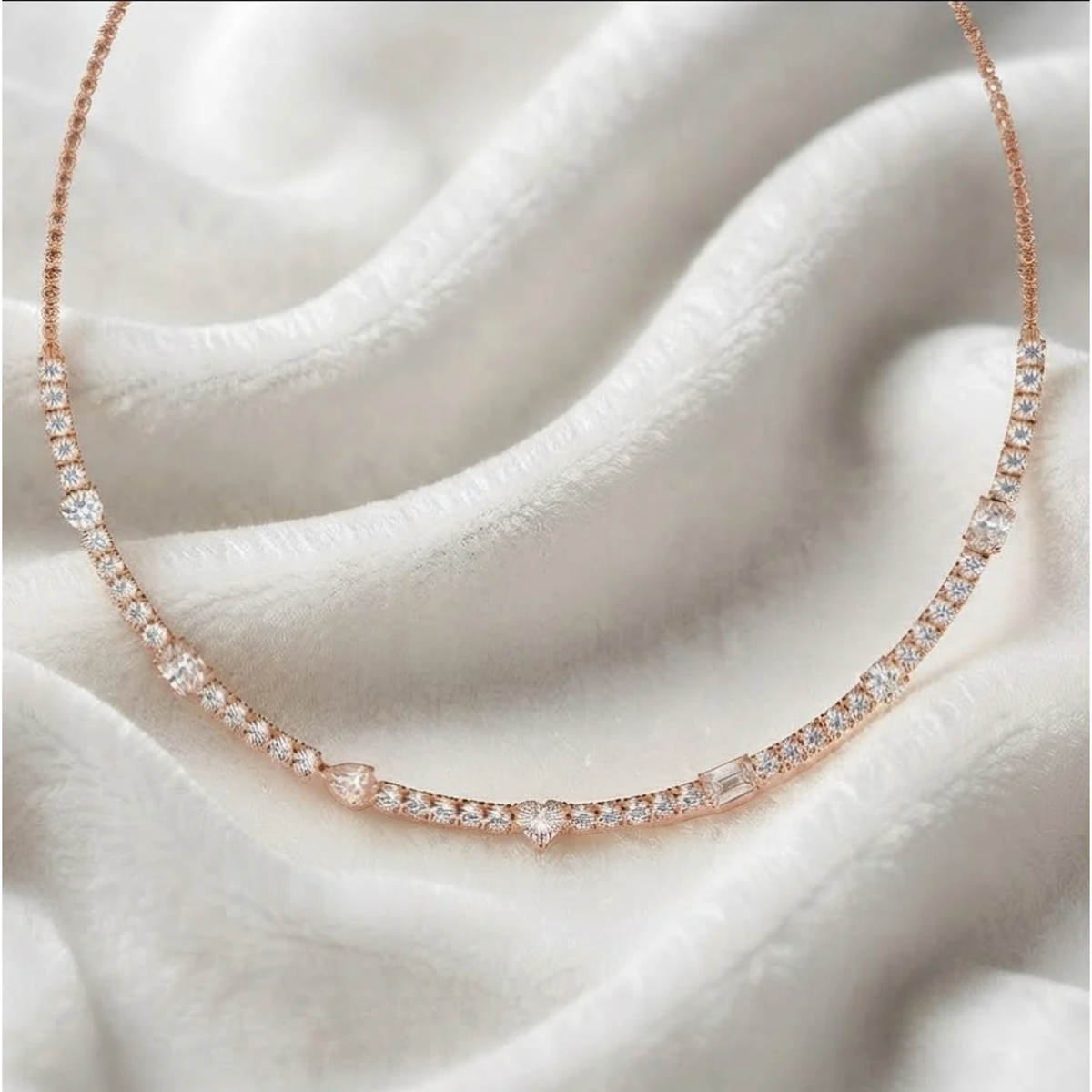 Lab Grown Abstract Diamond Tennis Necklace