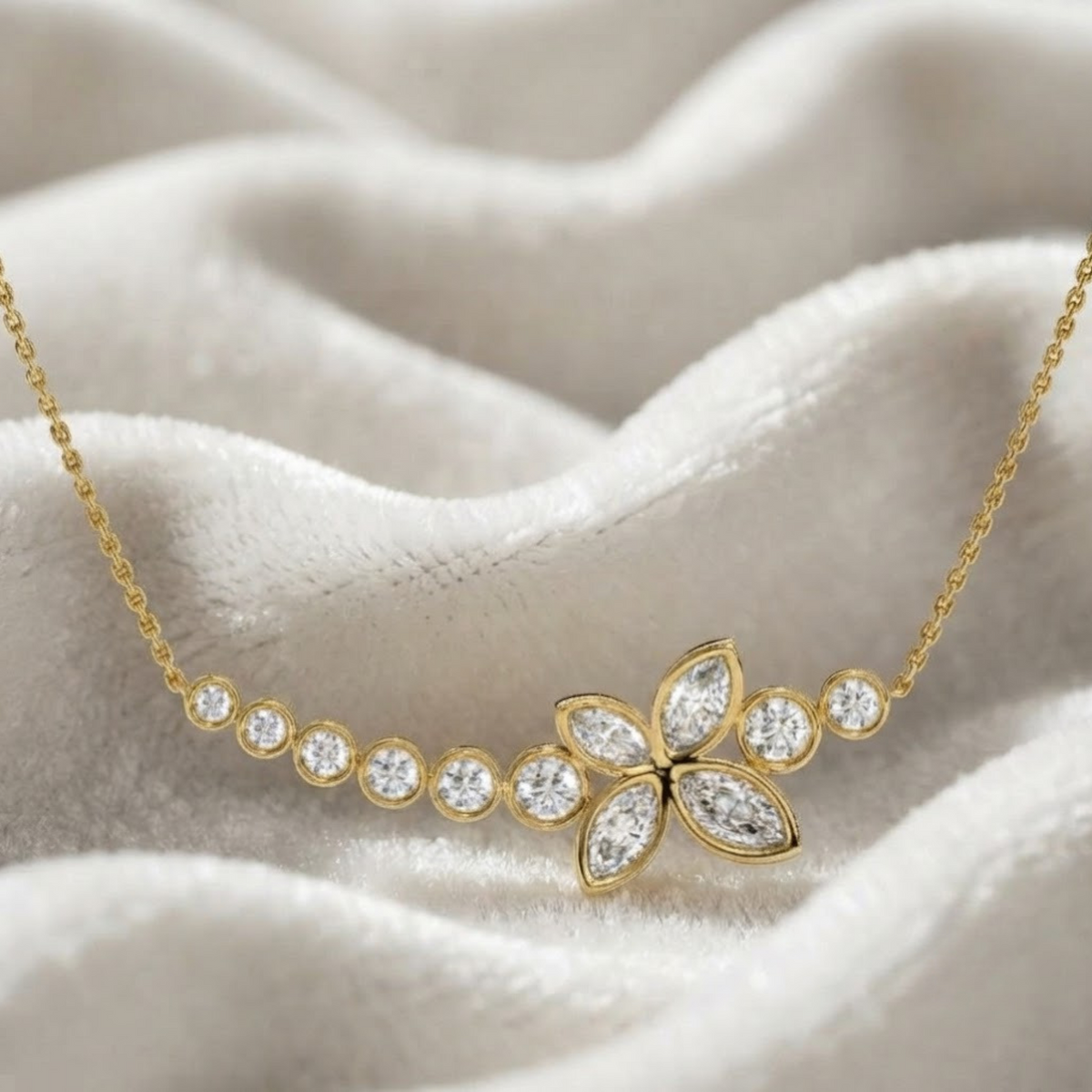 Beautiful Marquise & Round Cut Wedding Pendant Necklace
