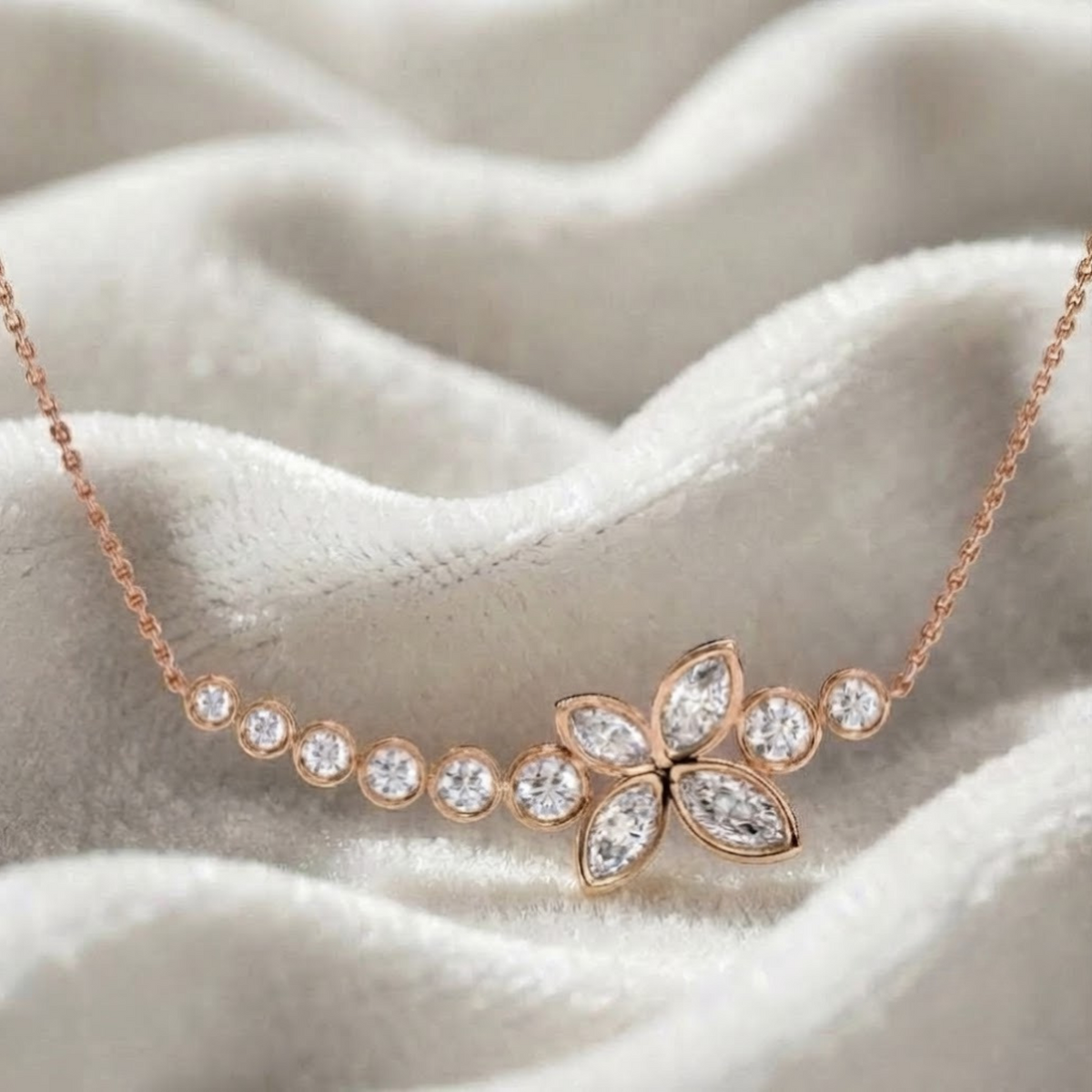 Beautiful Marquise & Round Cut Wedding Pendant Necklace