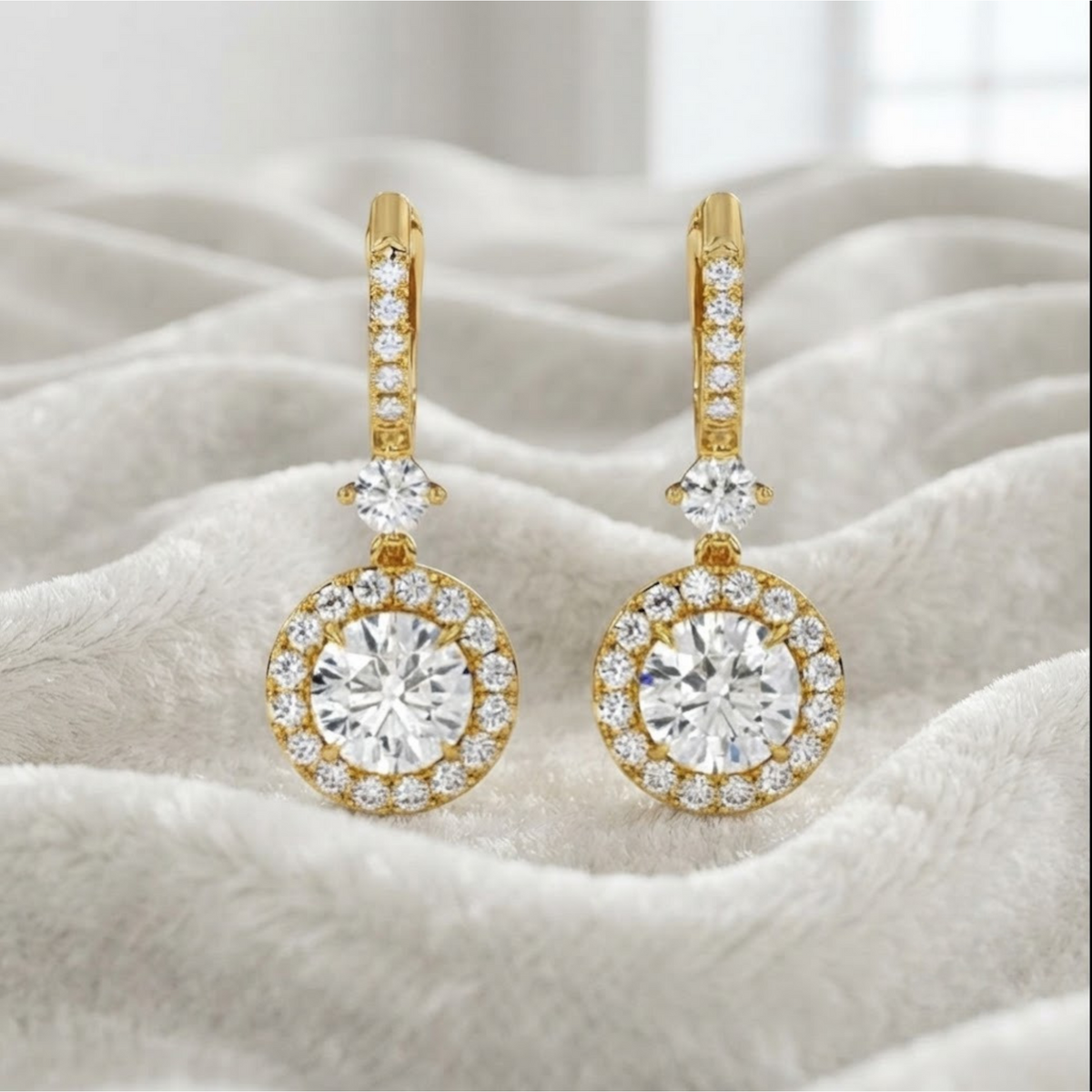 Brilliant Round Cut Dangle Drop Lab Grown Diamond Earring