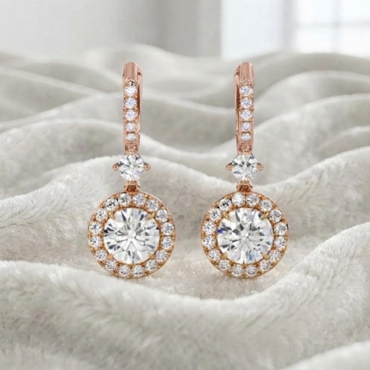 Brilliant Round Cut Dangle Drop Lab Grown Diamond Earring