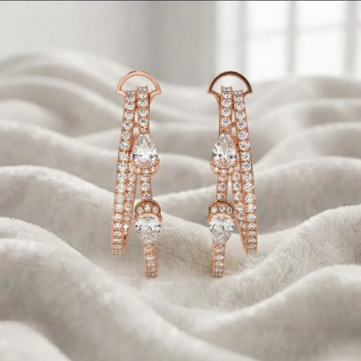 Lab Grown Diamond Drop Sparkly Diamond Stud Earrings