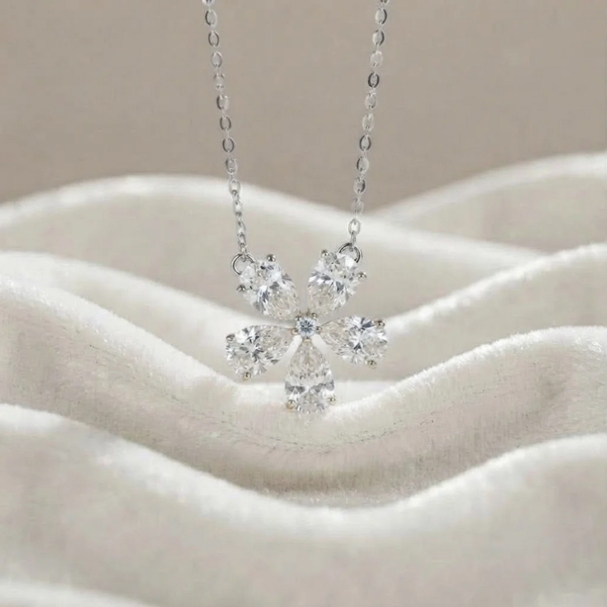 Pear Shape Lab Grown Diamond Flower Shape Pendant