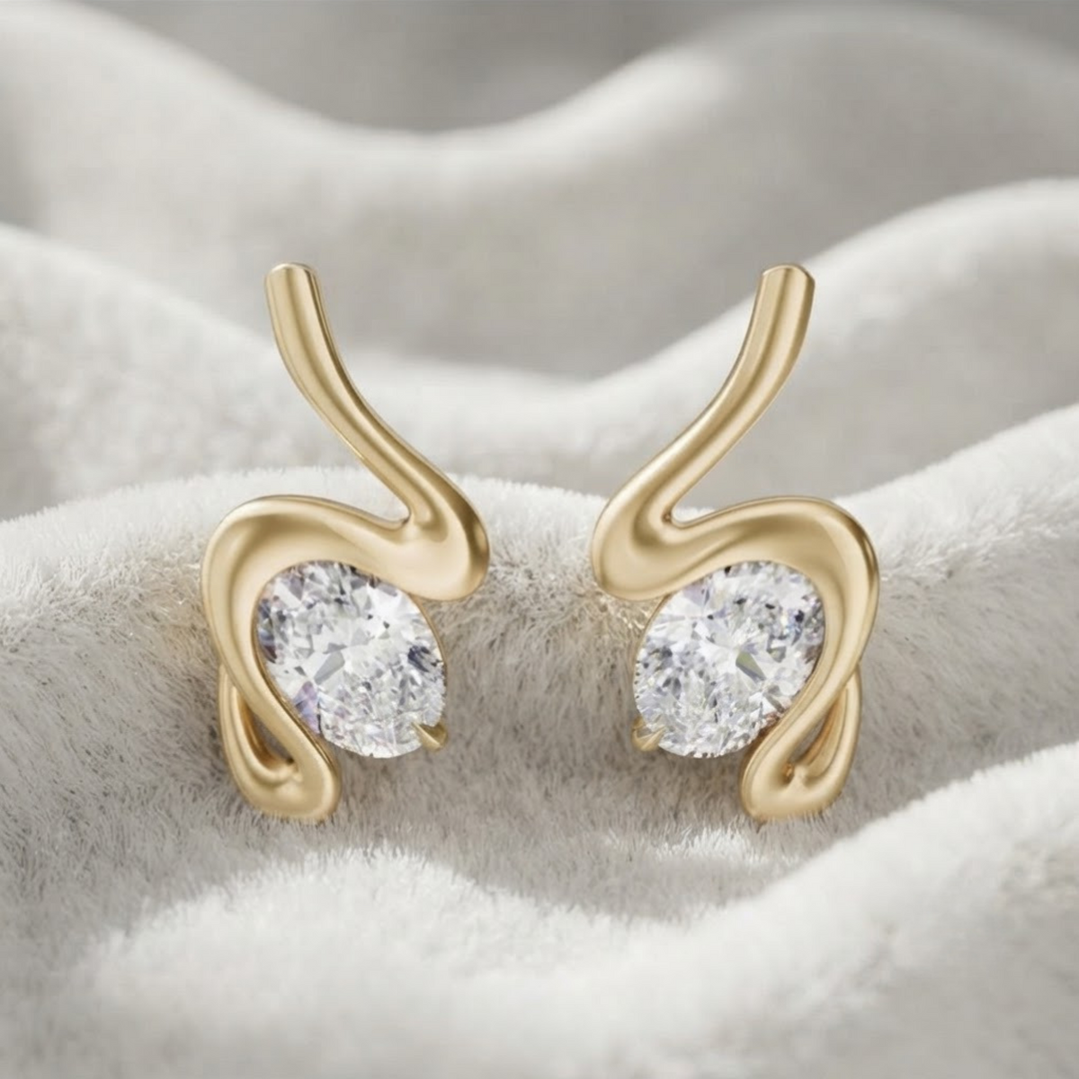 Oval Studs Round Earrings Diamond Earrings