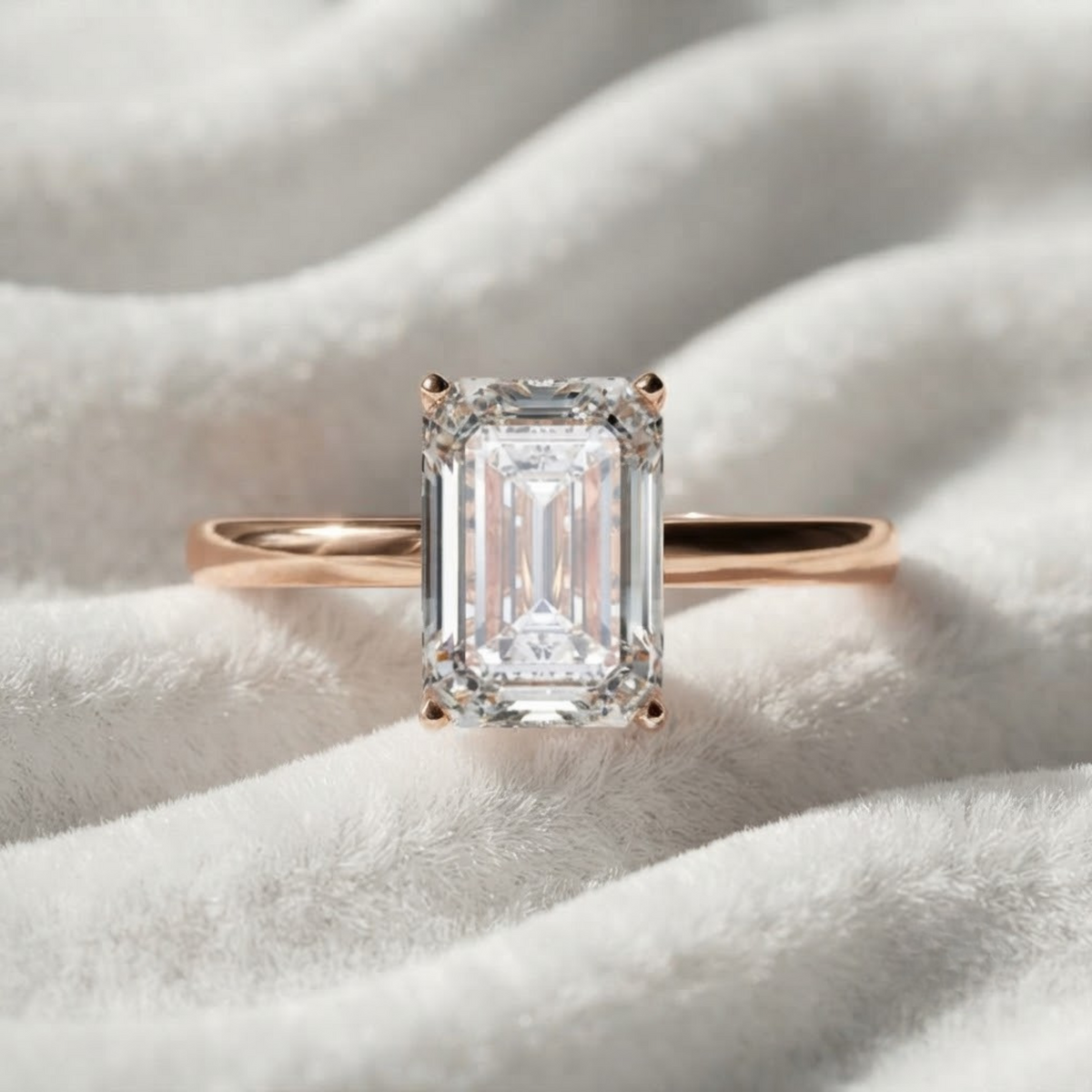 Emerald Cut Diamond Solitaire Engagement Ring