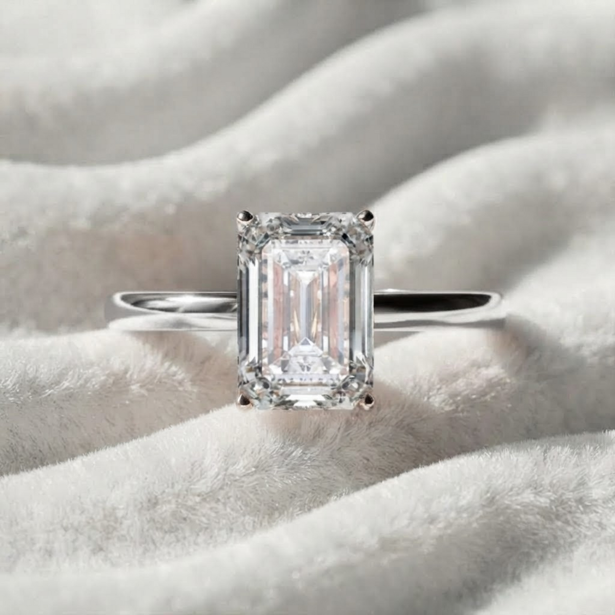 Emerald Cut Diamond Solitaire Engagement Ring