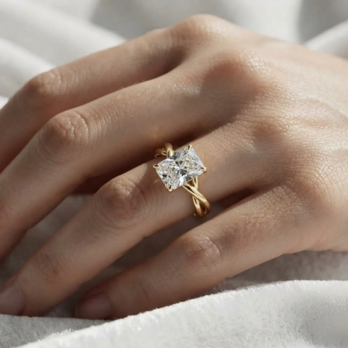 IGI Certified Radiant Cut Lab Grown Diamond Wedding Ring