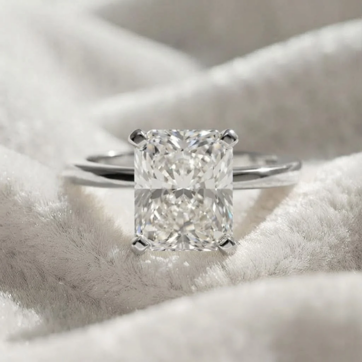Rectangular Radiant Cut Lab Grown Diamond Ring
