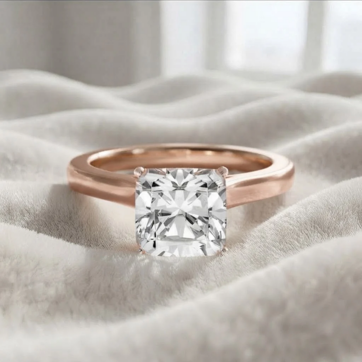 Cushion Lab Grown Diamond Solitaire Ring