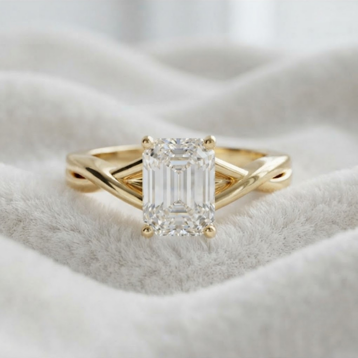 Lab Grown Diamond Emerald Engagement Ring