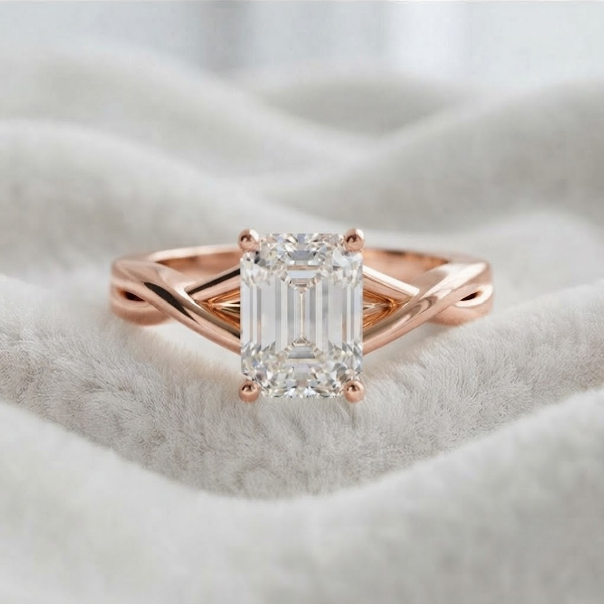 Lab Grown Diamond Emerald Engagement Ring